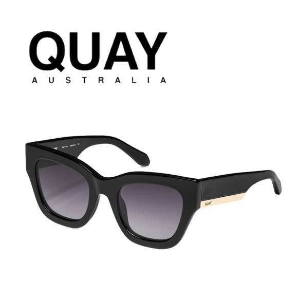 New!! QUAY AUSTRALIA- By The Way Sunglasses- Black, Smoke - Picture 3 of 4